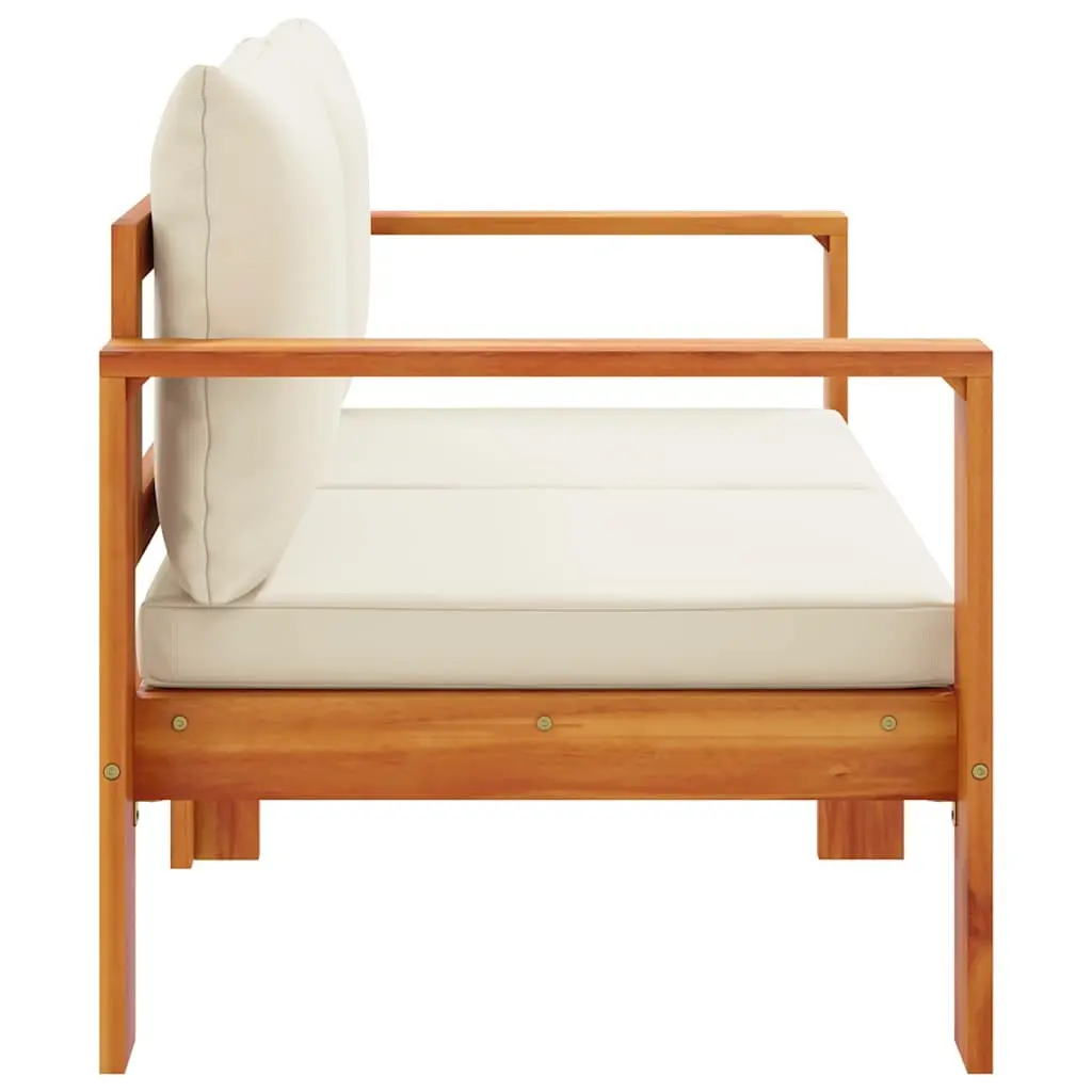 2-Seater Garden Sofa Outdoor Lounge Seat Solid Acacia Wood Cushions Brown