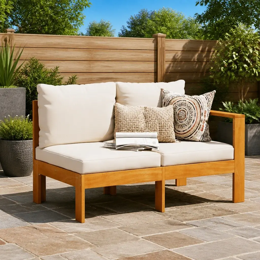 2-Seater Garden Sofa Outdoor Sectional Solid Wood Brown