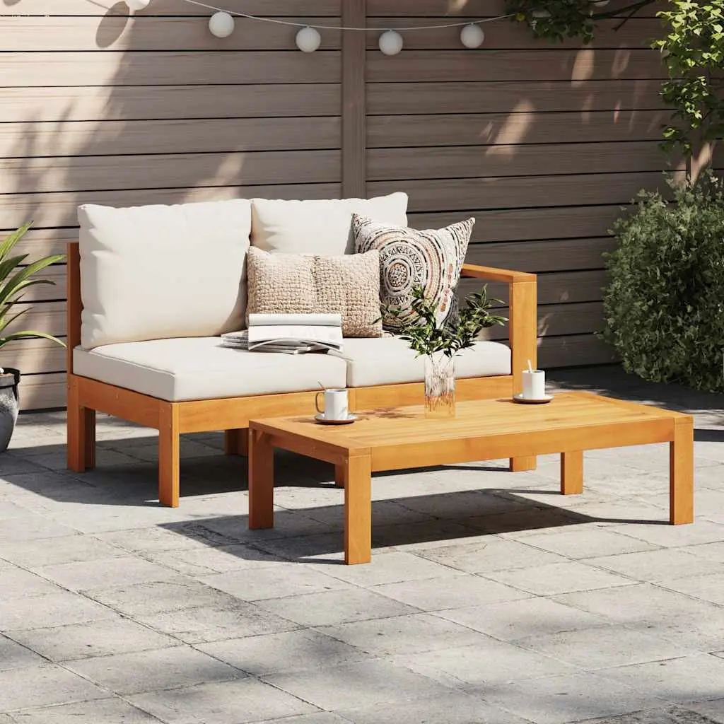 2-Seater Garden Sofa Outdoor Sectional Solid Wood Brown