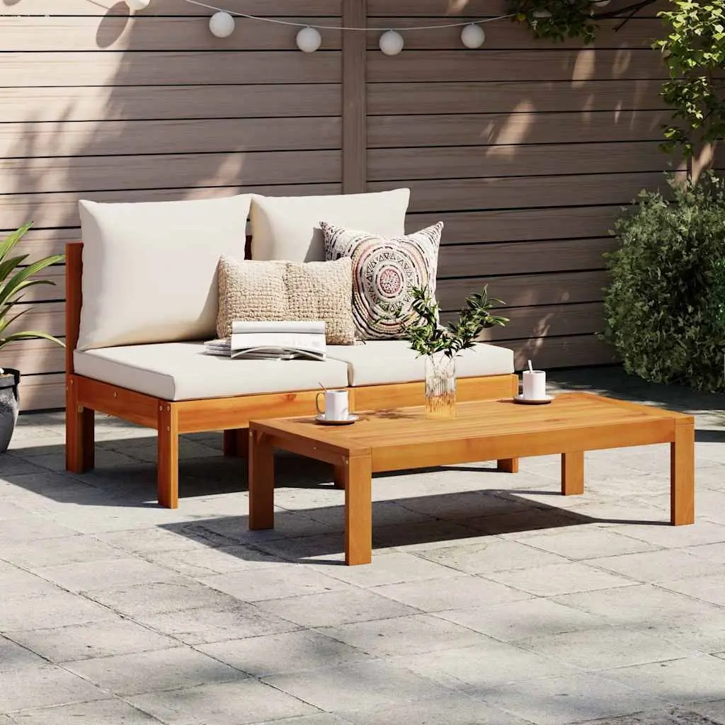 2-Seater Garden Sofa Armless Outdoor Sectional Solid Wood Brown