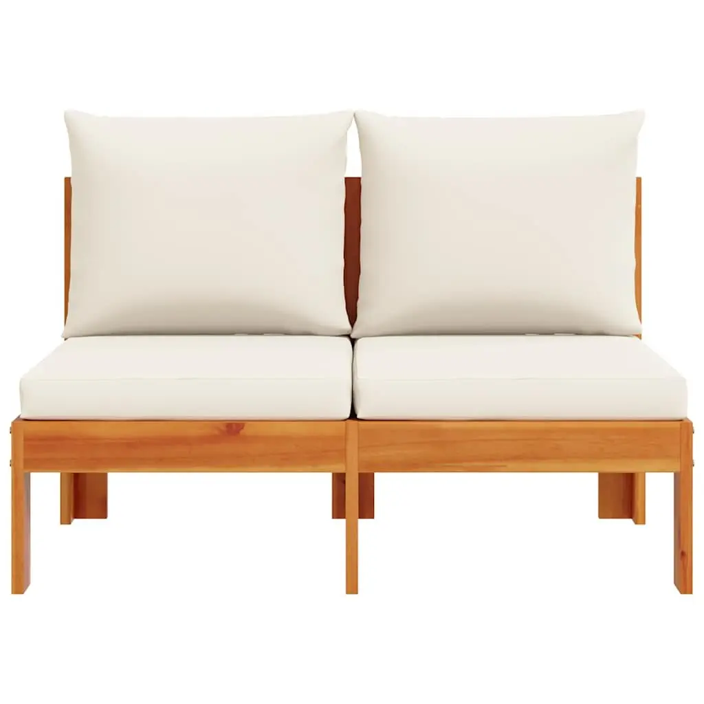 2-Seater Garden Sofa Armless Outdoor Sectional Solid Wood Brown