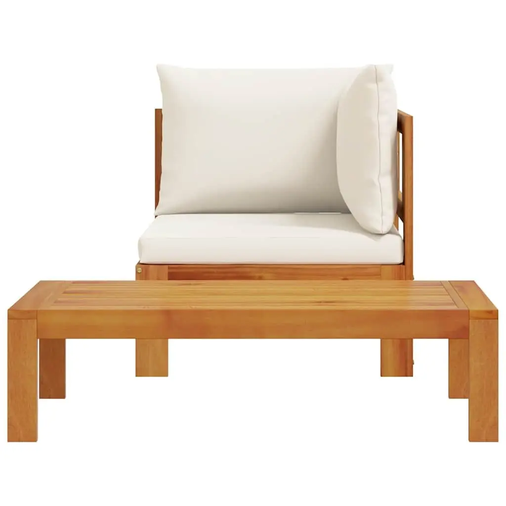 Outdoor Sectional Sofa Set Garden Furniture 2 Piece Brown Wooden Patio Seating