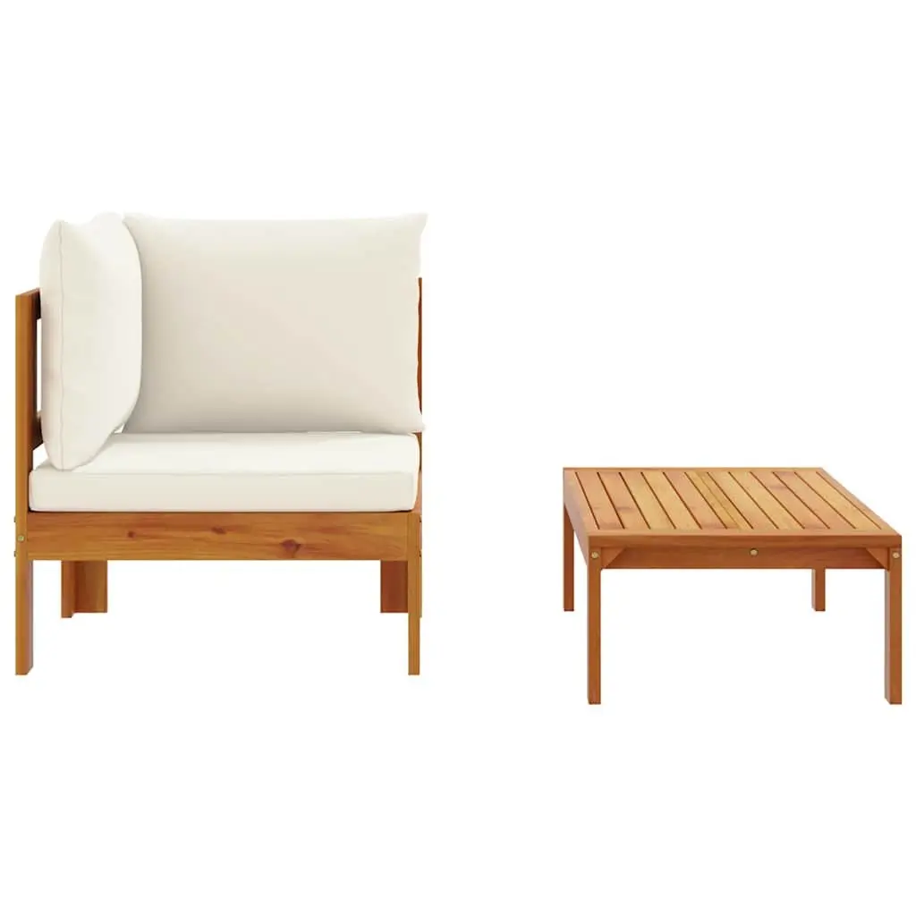 Outdoor Sectional Sofa Set Garden Furniture 2 Piece Brown Wooden Patio Seating