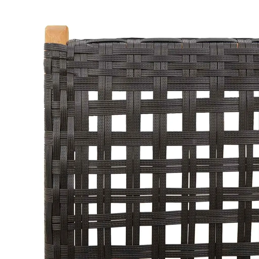 Folding Garden Chairs 2 pcs Reclining Black Acacia Wood PE Rattan Outdoor Seating