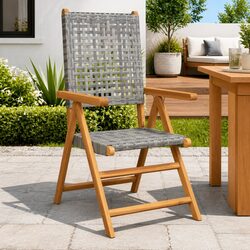 Durable Grey Acacia Wood Garden Chairs 2pcs