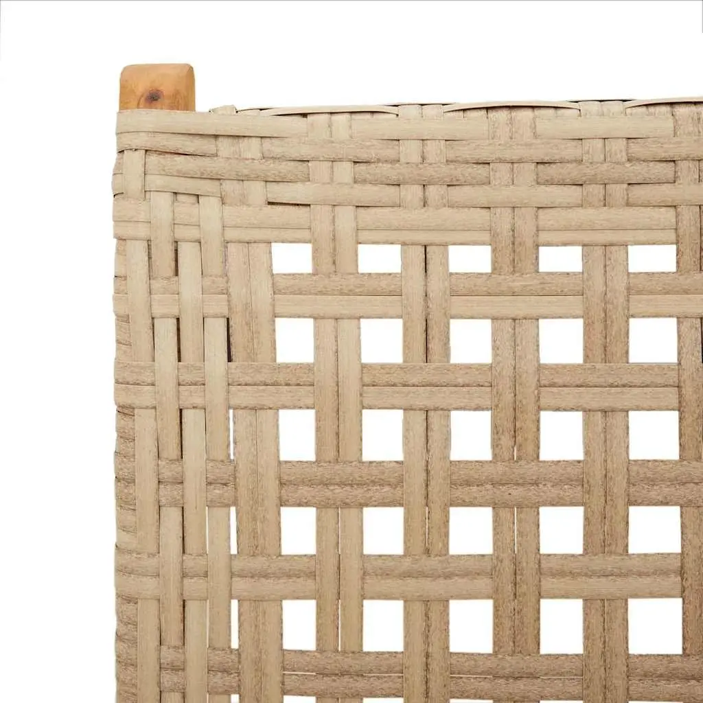 Reclining Folding Garden Chairs 2 Piece Beige Acacia Wood PE Rattan Outdoor