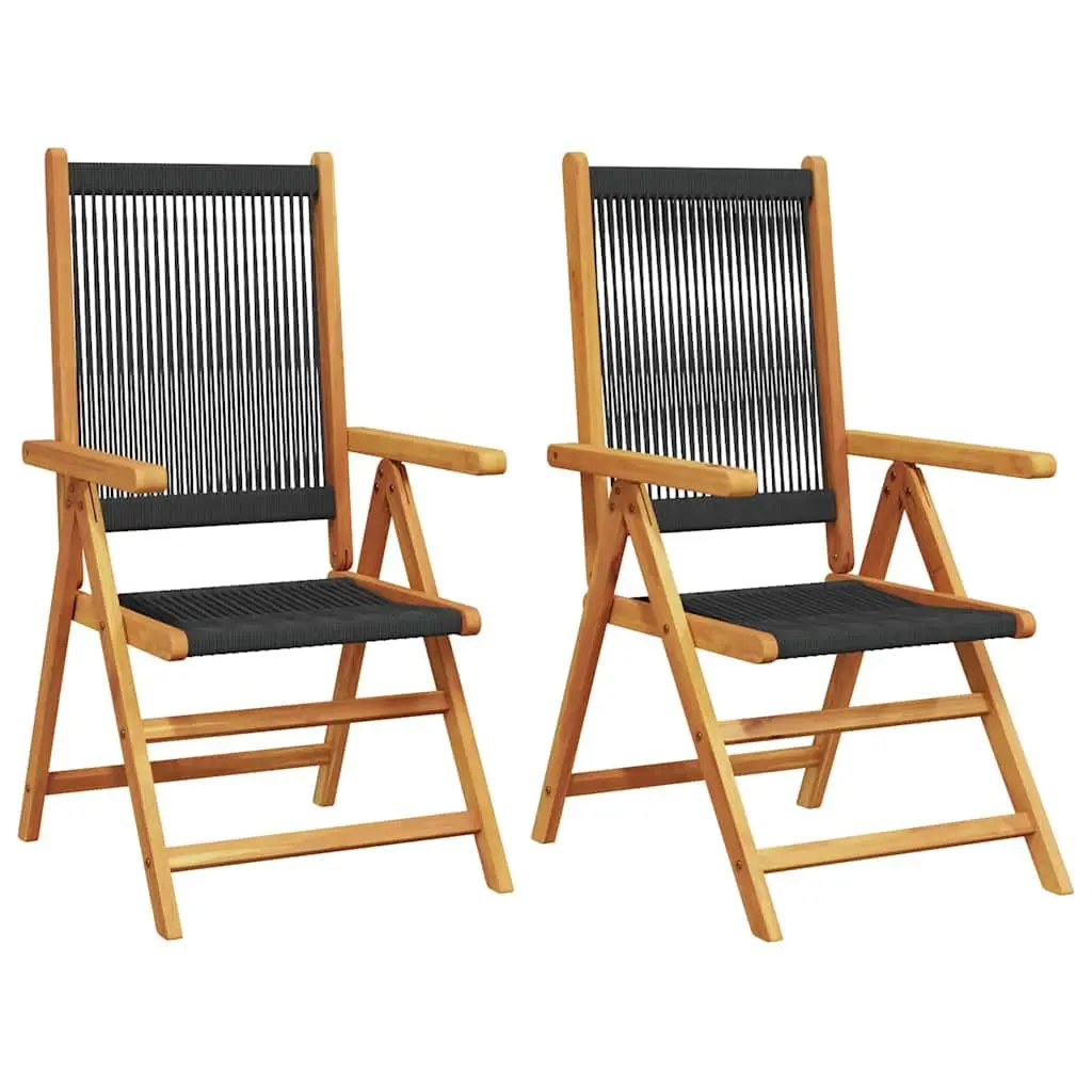 Outdoor Garden Chairs Reclining Foldable 2 Pieces Black