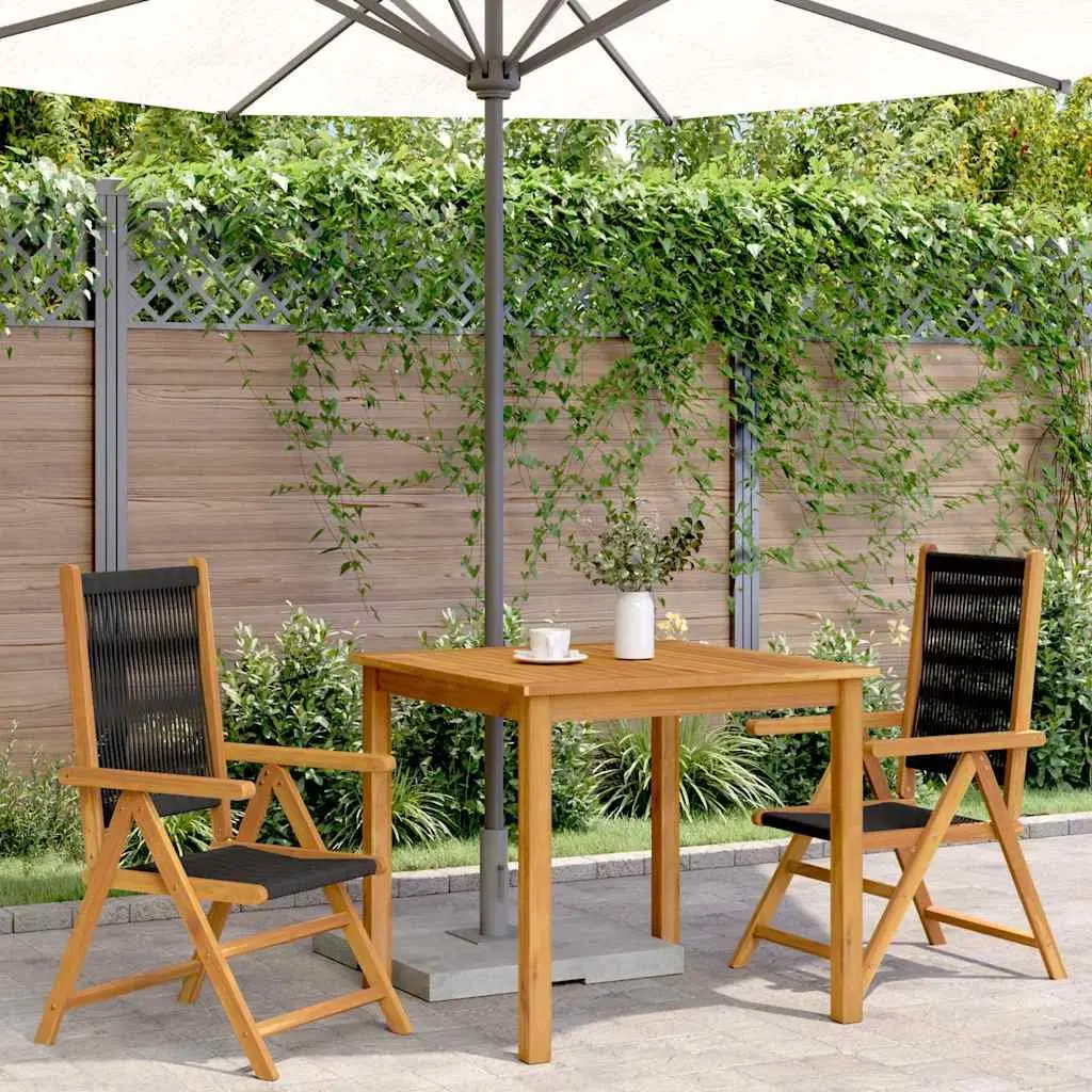 Outdoor Garden Chairs Reclining Foldable 2 Pieces Black
