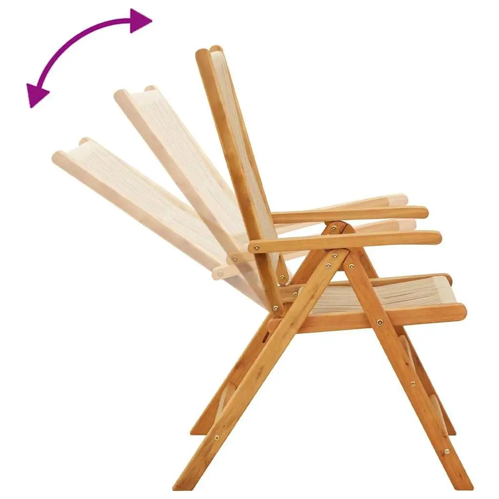 Foldable Reclining Garden Chairs 2 Pcs Acacia Wood Beige Outdoor Seating