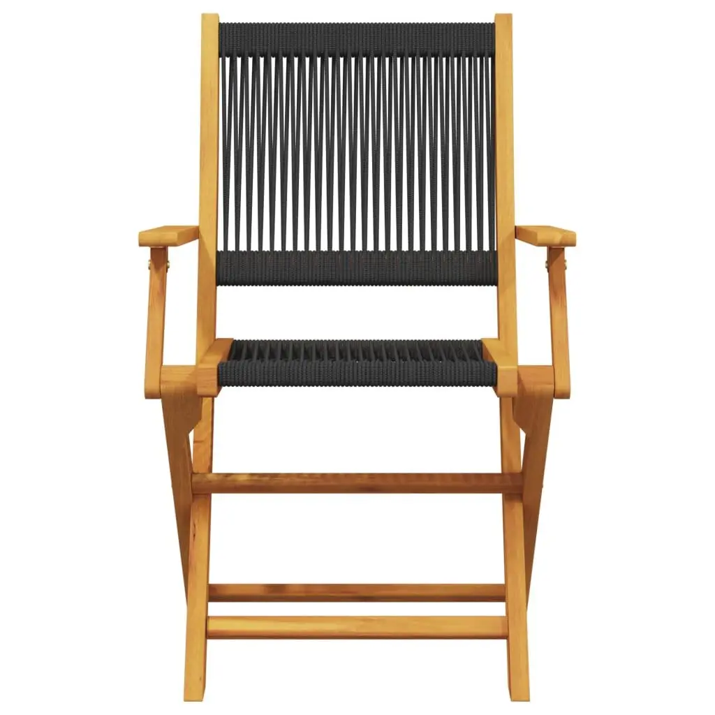 Outdoor Garden Chairs Set of 2 Black Folding Wooden Seating Patio Furniture