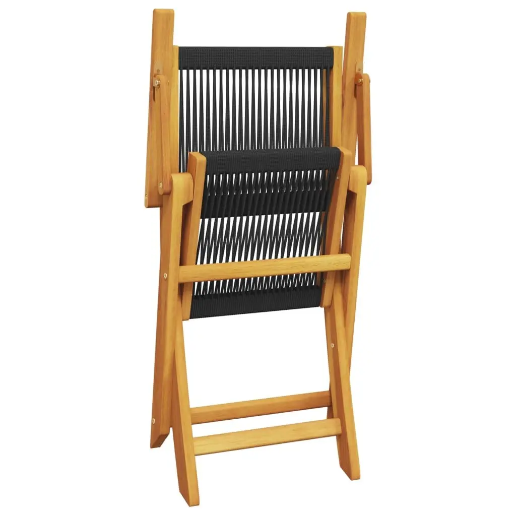 Outdoor Garden Chairs Set of 2 Black Folding Wooden Seating Patio Furniture