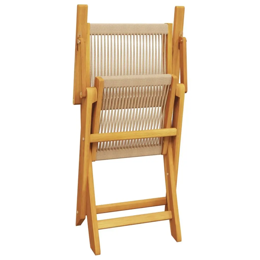 Garden Chairs 2 Pcs Beige Outdoor Seating Acacia Wood Folding Portable Design
