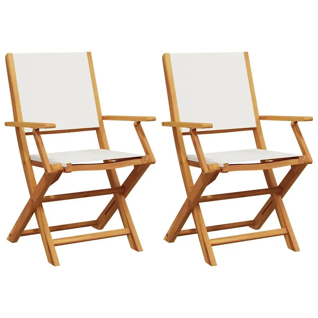 Folding Garden Chairs 2 Piece Set Outdoor Seating White Wooden Patio Furniture