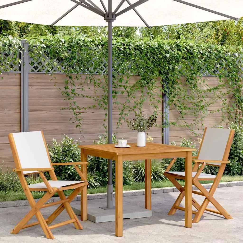 Folding Garden Chairs 2 Piece Set Outdoor Seating White Wooden Patio Furniture