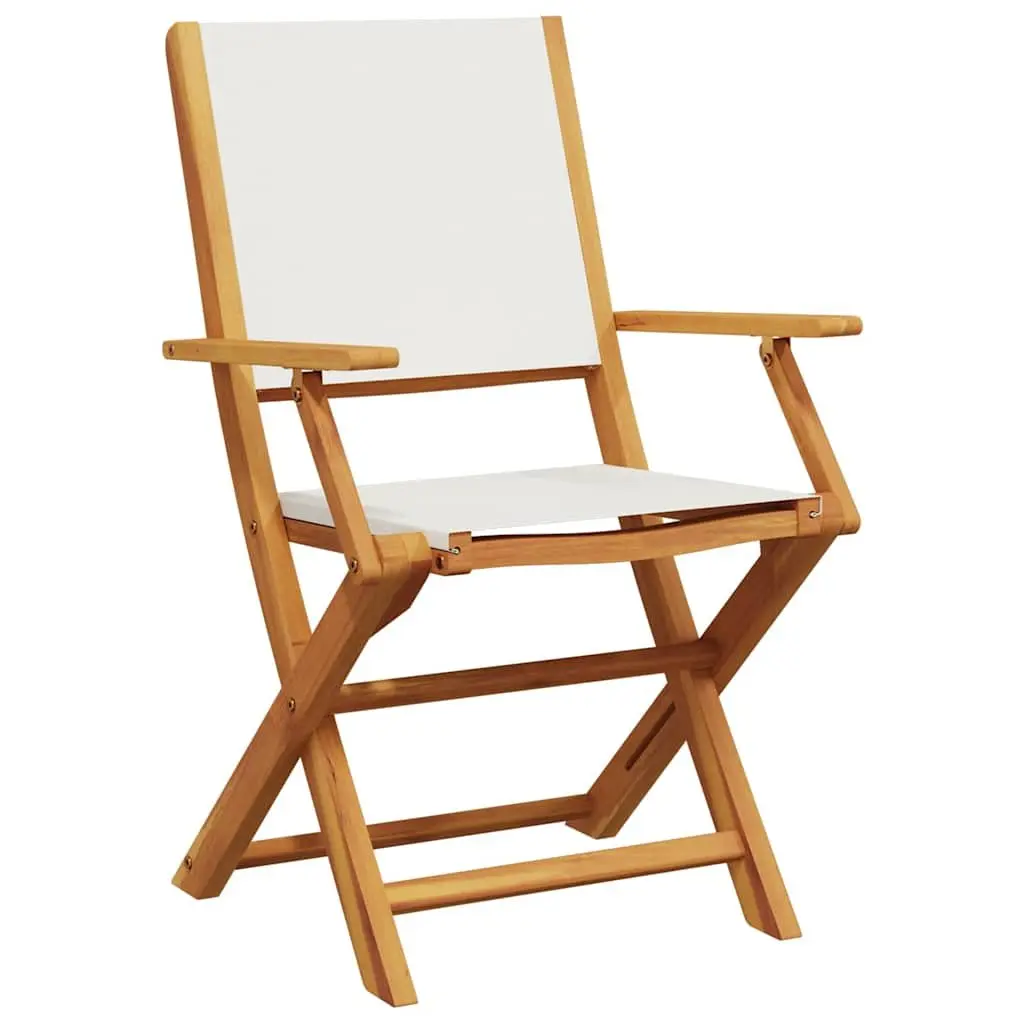 Folding Garden Chairs 2 Piece Set Outdoor Seating White Wooden Patio Furniture
