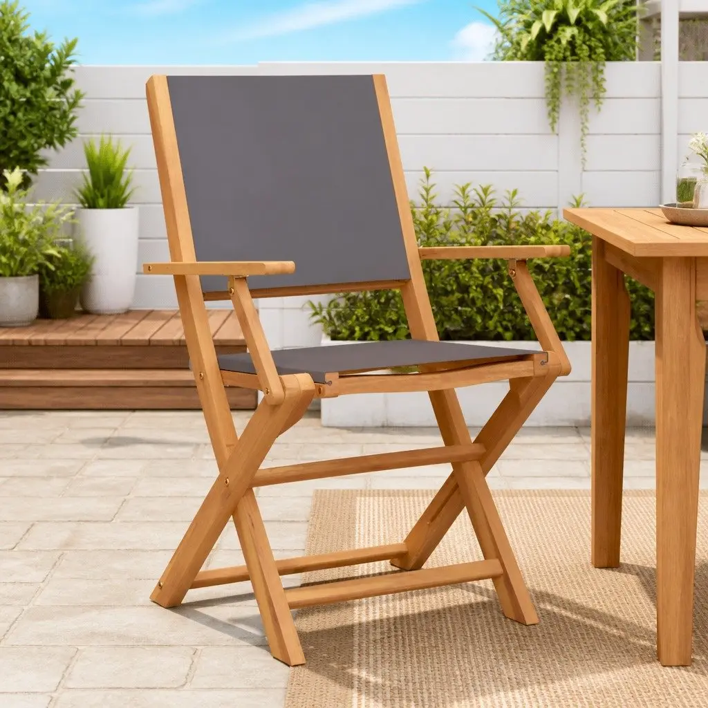 Outdoor Chairs Folding Garden Seating 2 Piece Anthracite Solid Wood Acacia