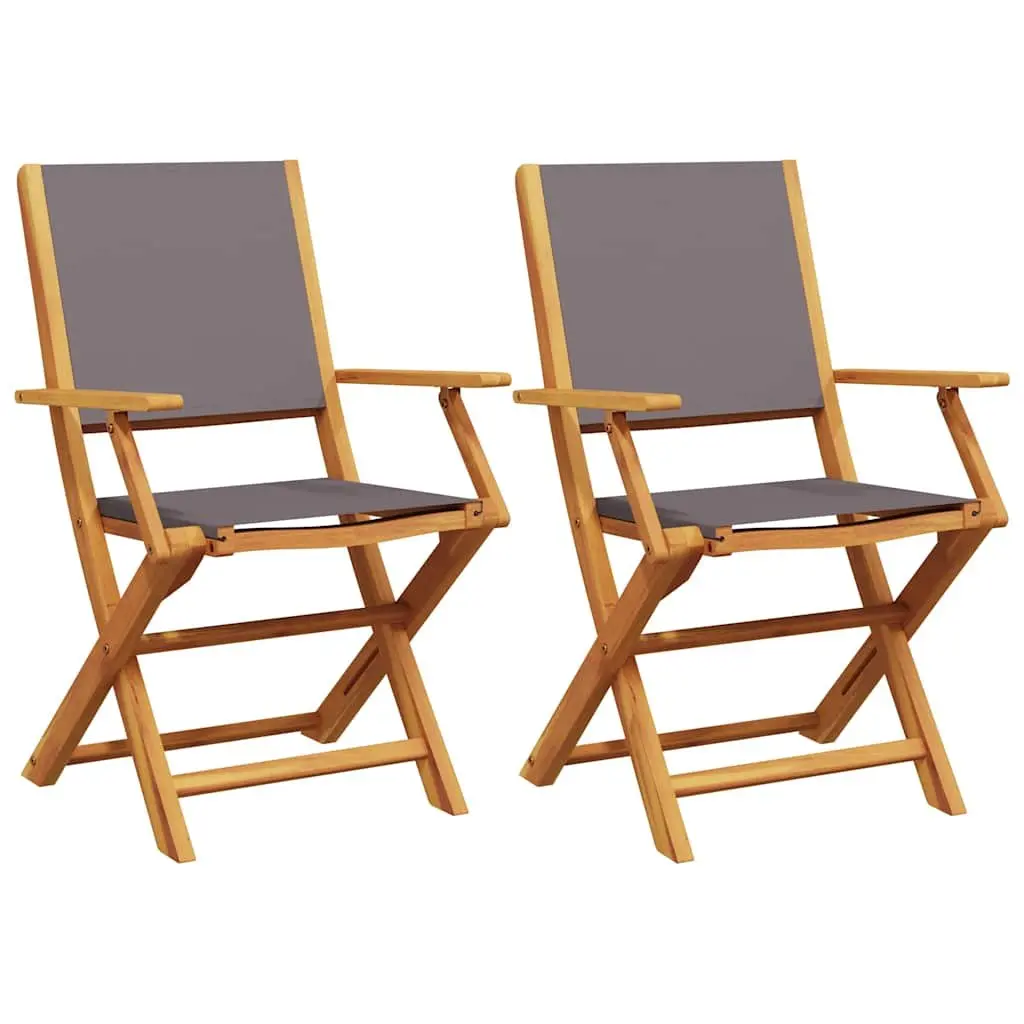 Outdoor Chairs Folding Garden Seating 2 Piece Anthracite Solid Wood Acacia