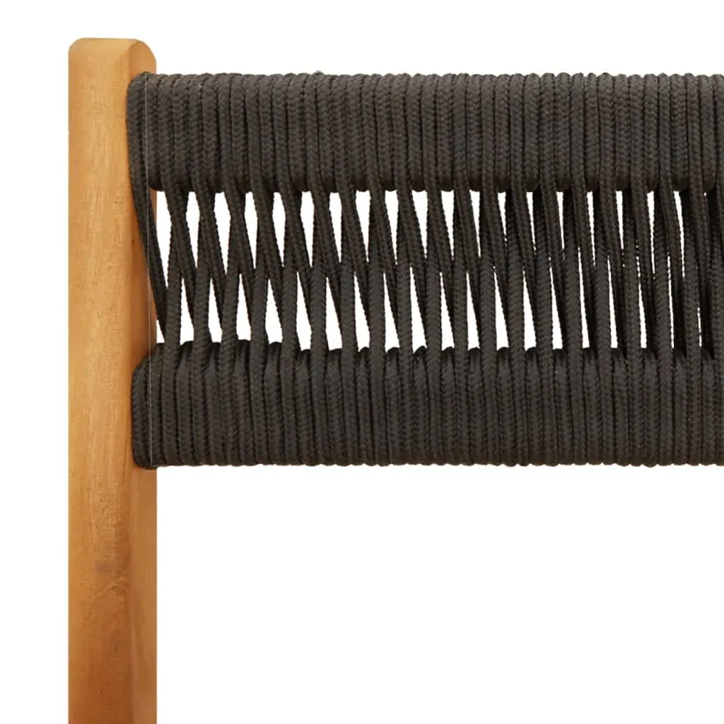 Outdoor Bistro Chairs 2 pcs Black Solid Wood Acacia Rope Backrest Folding