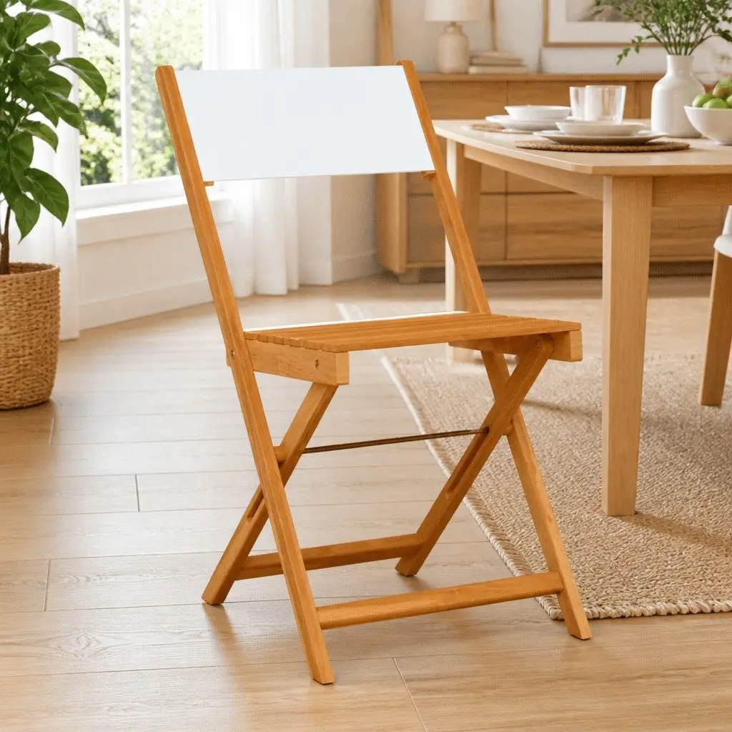 Bistro Chairs Foldable Backrest 2 pcs White Outdoor Seating Garden Patio