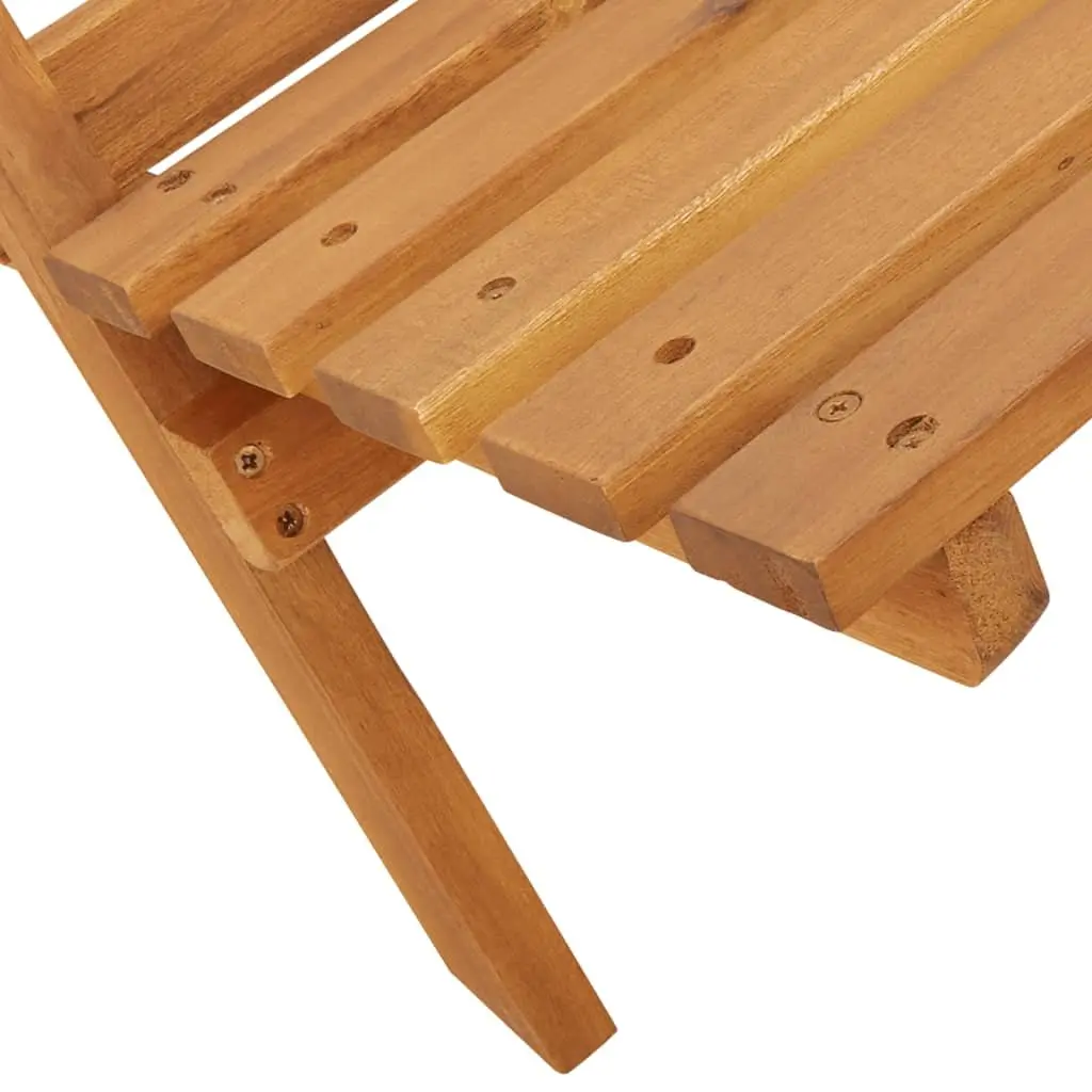 Folding Outdoor Garden Chairs Set 2 pcs Backrest White Acacia Wood Fabric