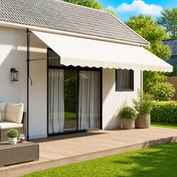 Replacement Awning Valance Fabric Cream Stripe 4.5m Water UV Resistant Garden