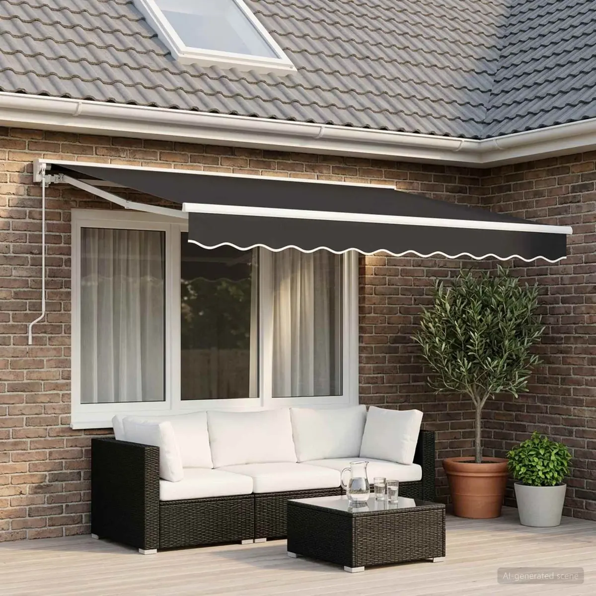 Replacement Awning Valance Fabric 3.5m Anthracite Stripe