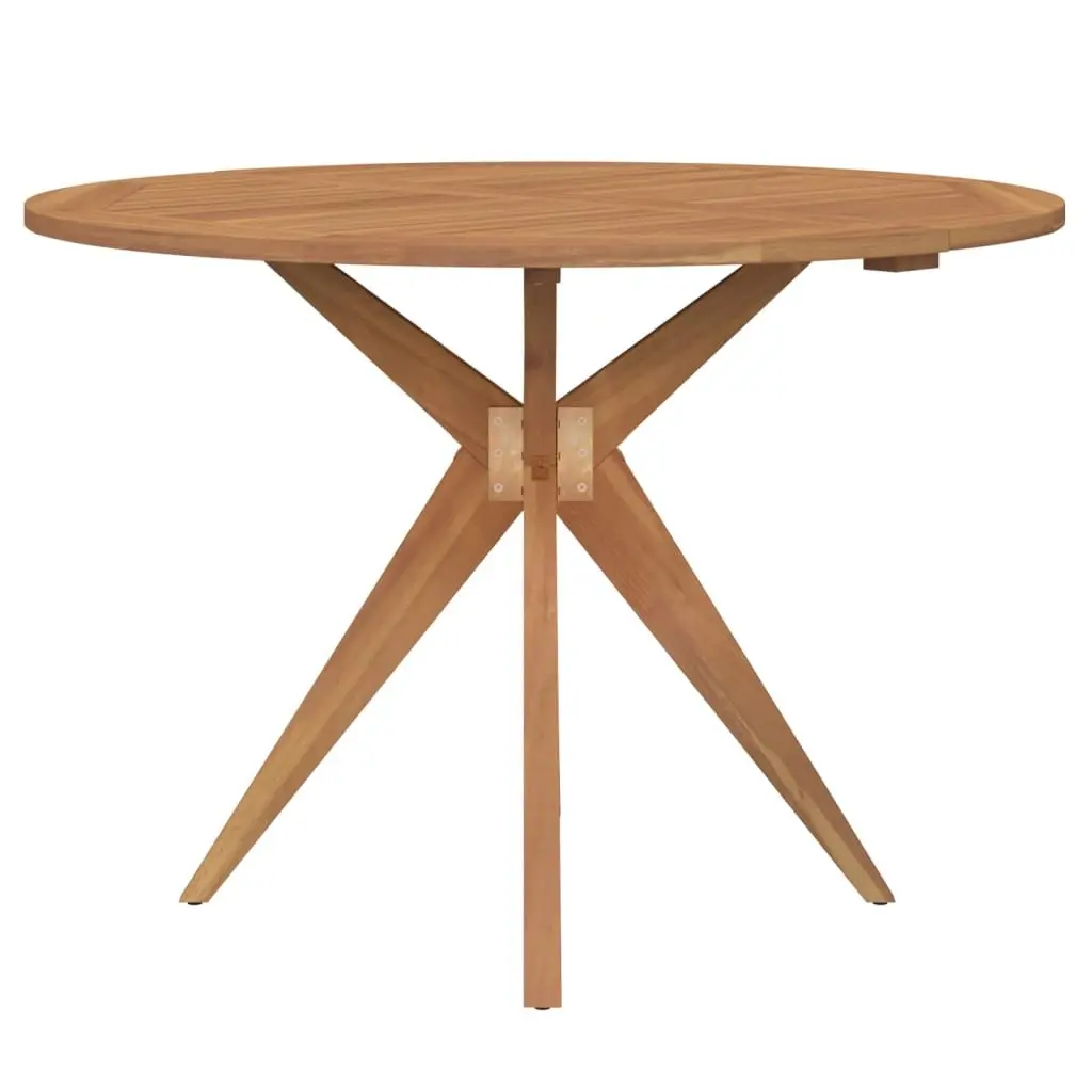 Round Garden Table Outdoor Dining 110 cm Brown Solid Acacia Wood Slatted