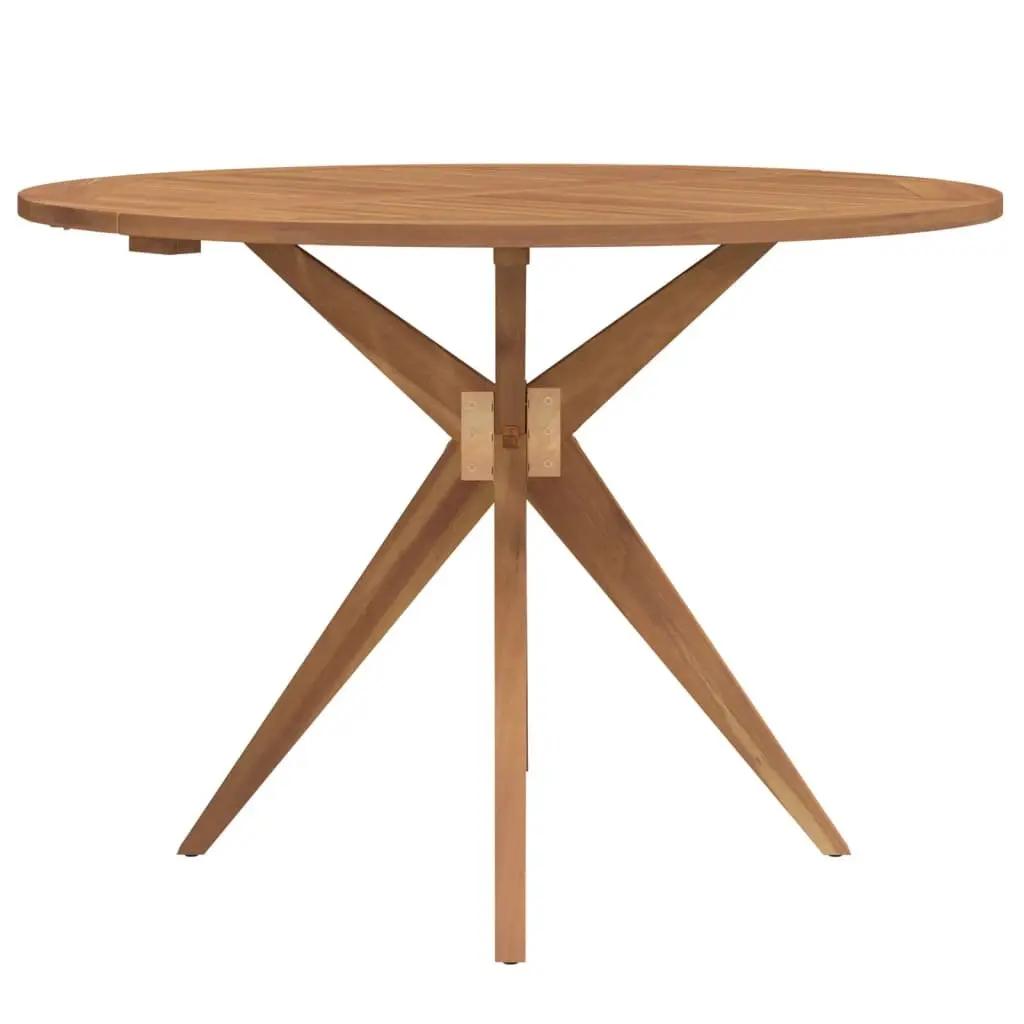 Round Garden Table Outdoor Dining 110 cm Brown Solid Acacia Wood Slatted