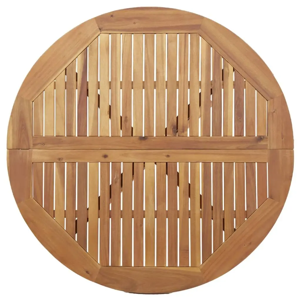 Round Garden Table Outdoor Dining 110 cm Brown Solid Acacia Wood Slatted