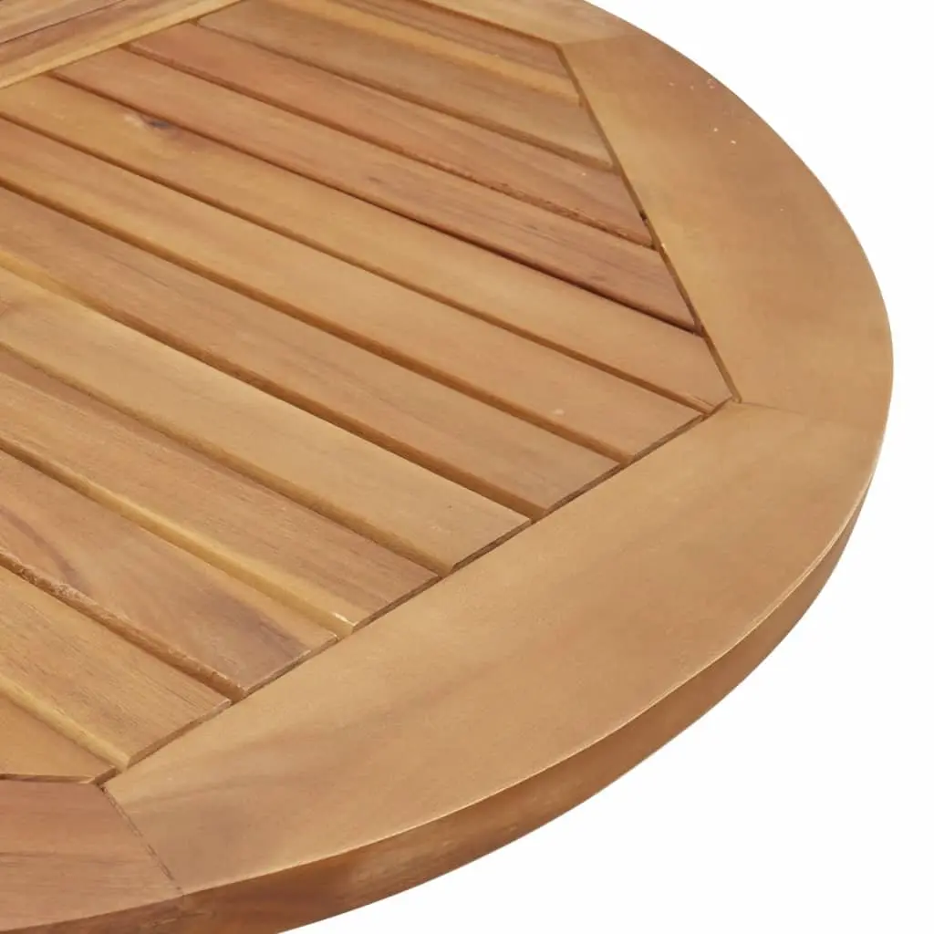 Round Garden Table Outdoor Dining 110 cm Brown Solid Acacia Wood Slatted