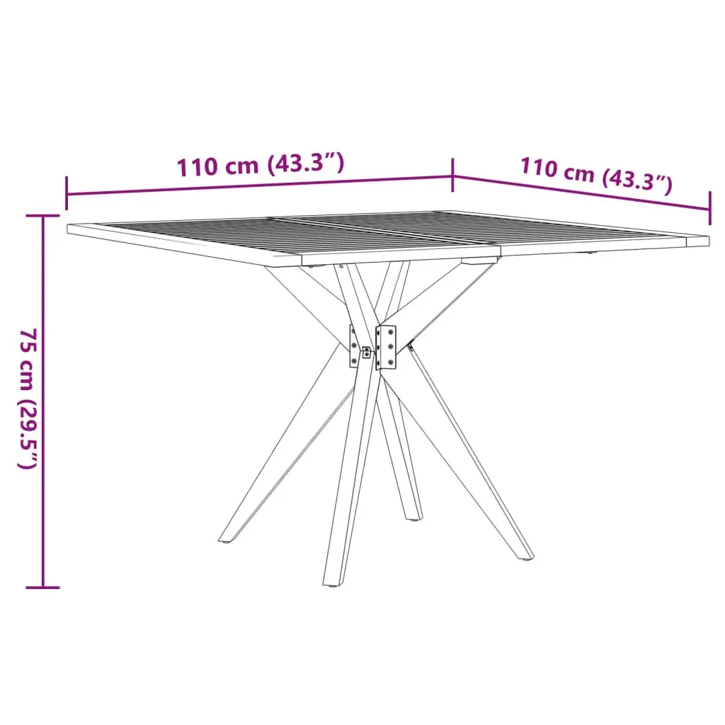 Solid Wood Garden Table Square Outdoor Patio Furniture 110x110x75cm Brown