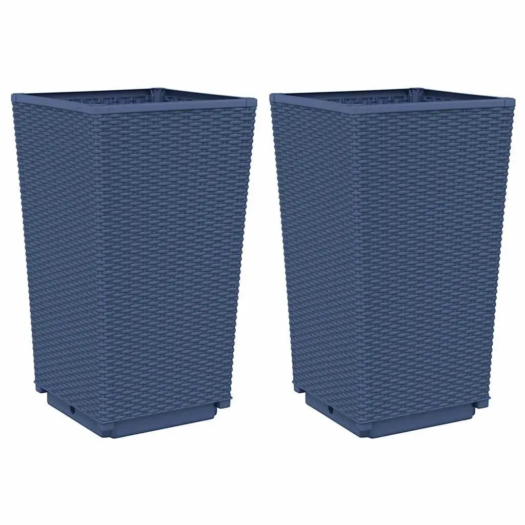 Garden Planters Outdoor Pot Rattan Look 32.5x57cm Grey 2 Piece Set