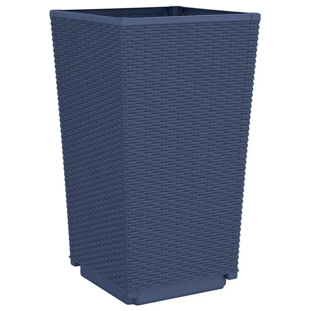 Garden Planters Outdoor Pot Rattan Look 32.5x57cm Grey 2 Piece Set