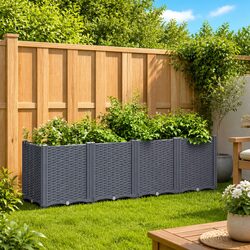 Grey Modular Outdoor Flower Box 160x40x53cm