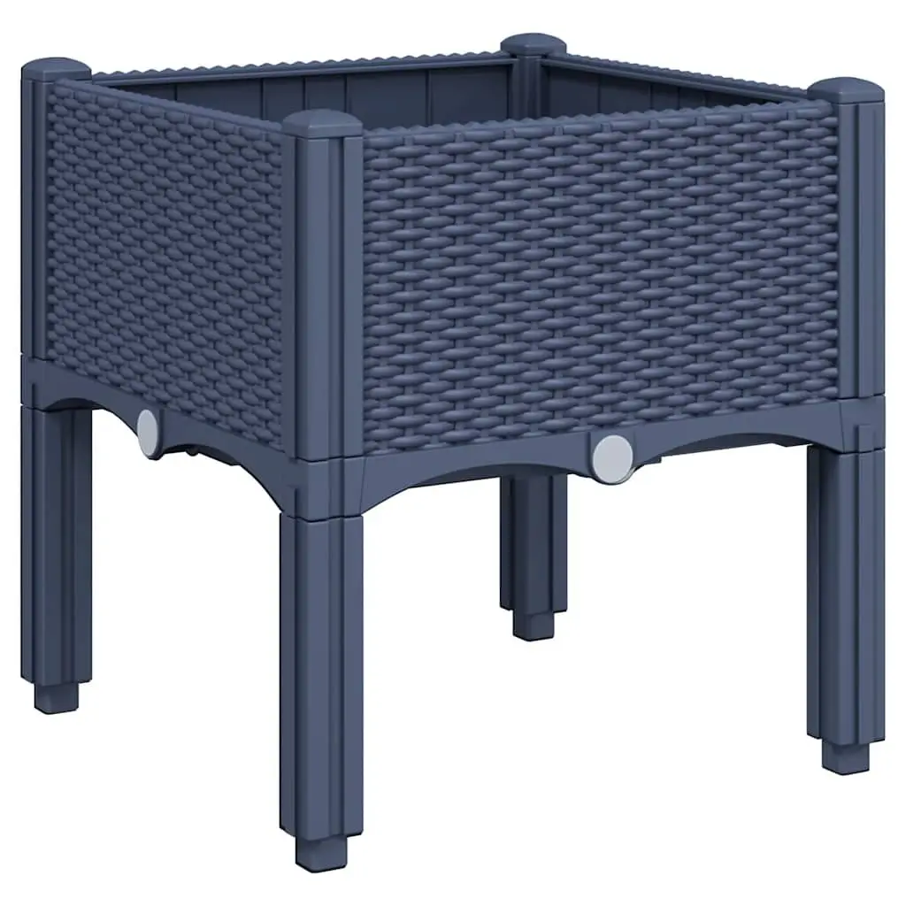 Garden Planter Box Outdoor Raised Plant Pot Grey Rattan Look 40 x 40 x 42 cm