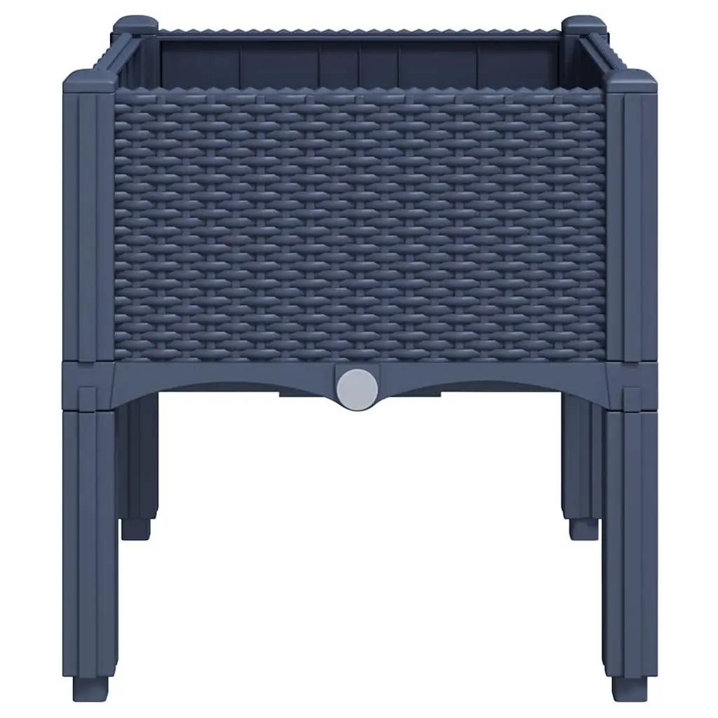 Garden Planter Box Outdoor Raised Plant Pot Grey Rattan Look 40 x 40 x 42 cm