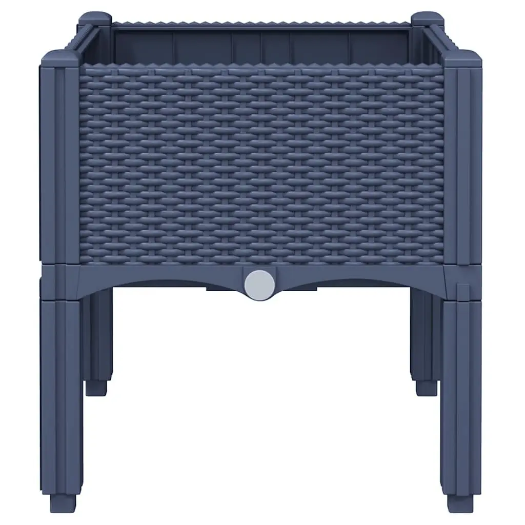 Garden Planter Box Outdoor Raised Plant Pot Grey Rattan Look 40 x 40 x 42 cm