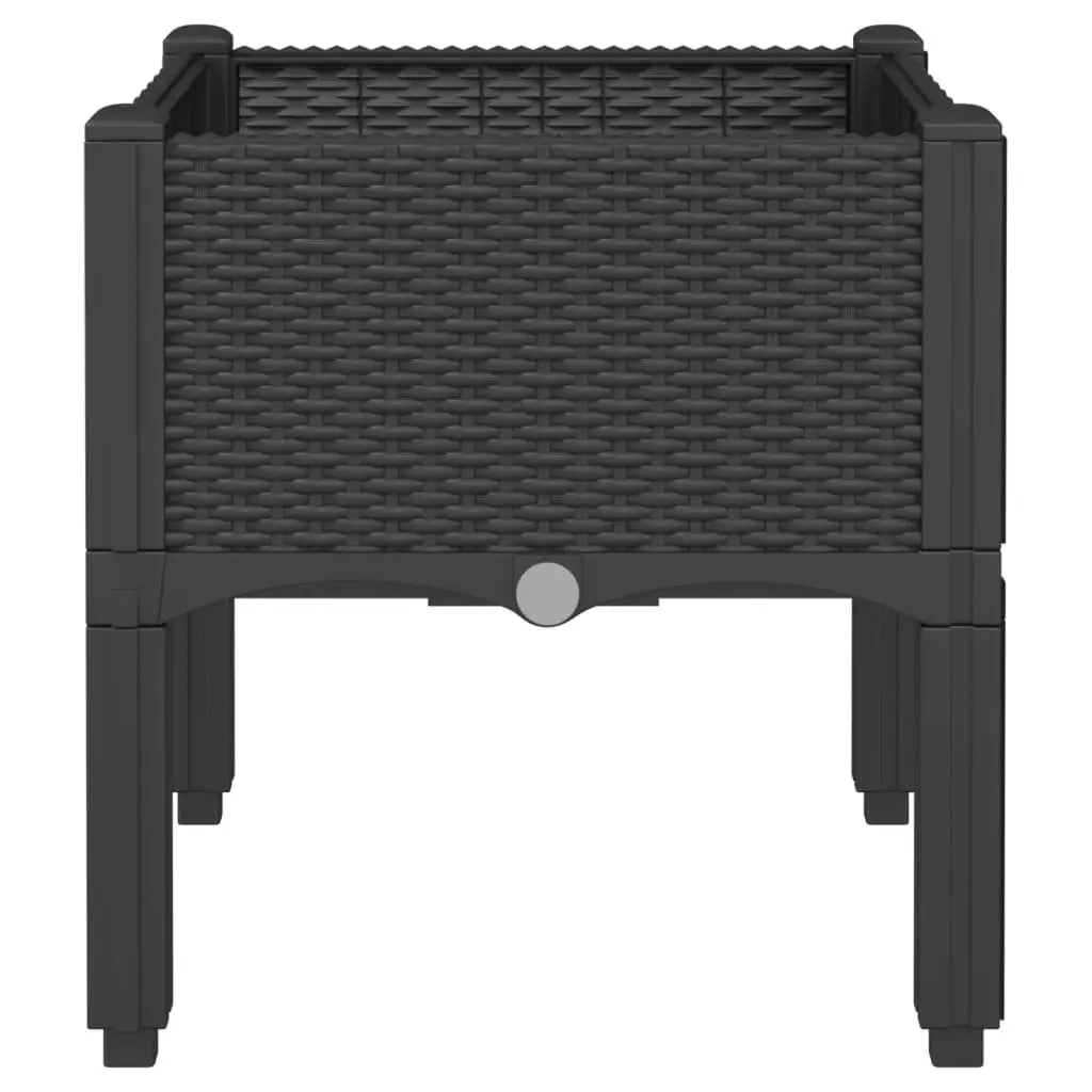 Garden Planter Box Elevated Rattan Black 40x40x42cm Outdoor Patio