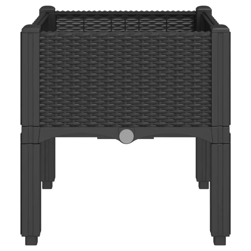 Garden Planter Box Elevated Rattan Black 40x40x42cm Outdoor Patio