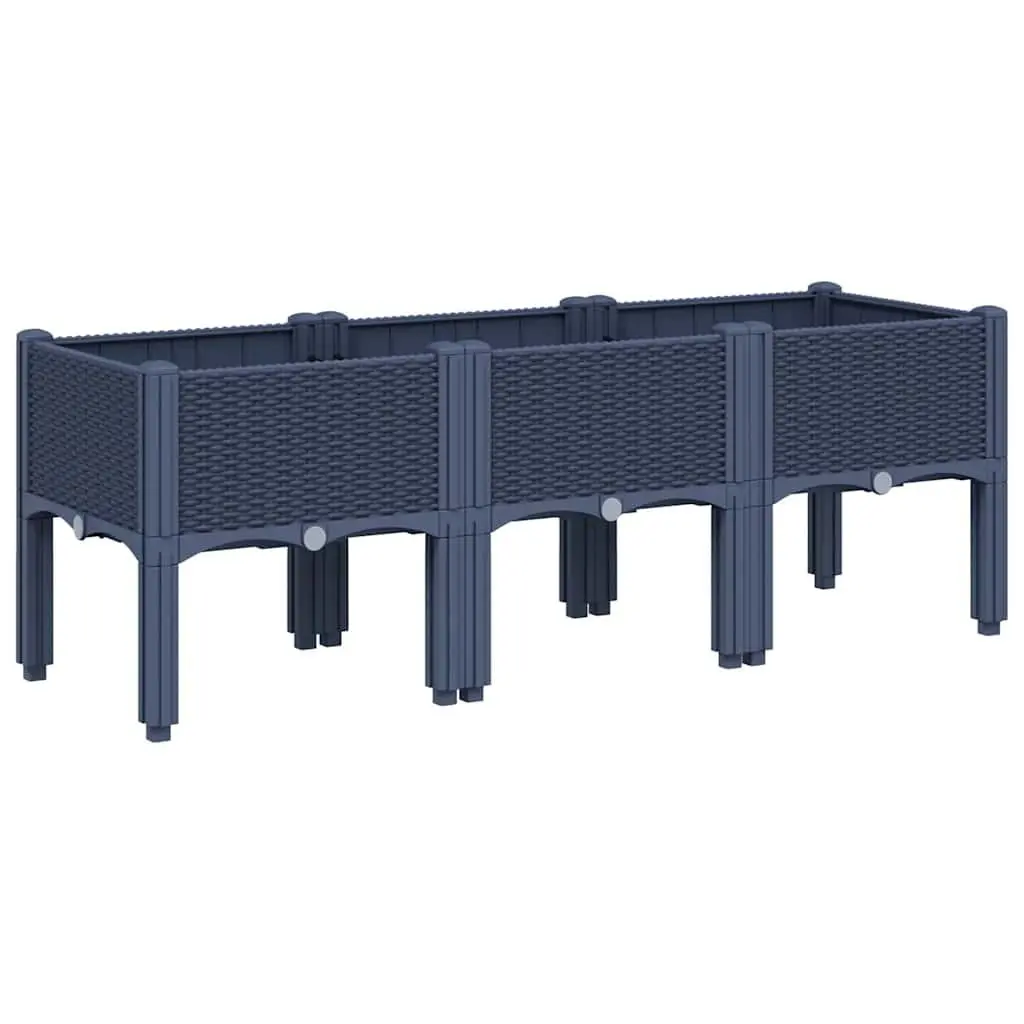 Garden Planter Box Elevated Outdoor Grey Rattan Look 120 x 40 x 42 cm