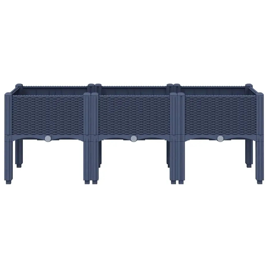 Garden Planter Box Elevated Outdoor Grey Rattan Look 120 x 40 x 42 cm