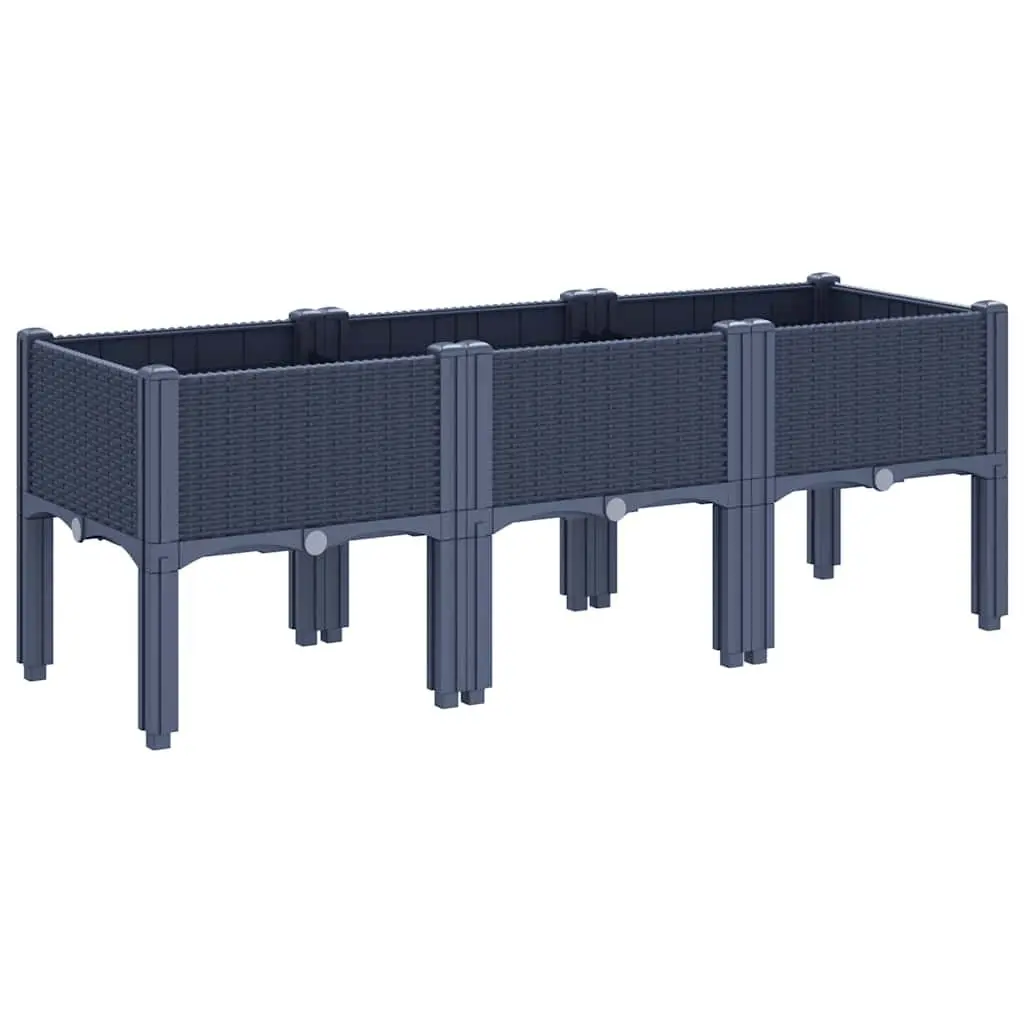 Garden Planter Box Elevated Outdoor Grey Rattan Look 120 x 40 x 42 cm