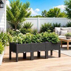 Reliable Black Garden Planter with Legs - 120x40x42cm