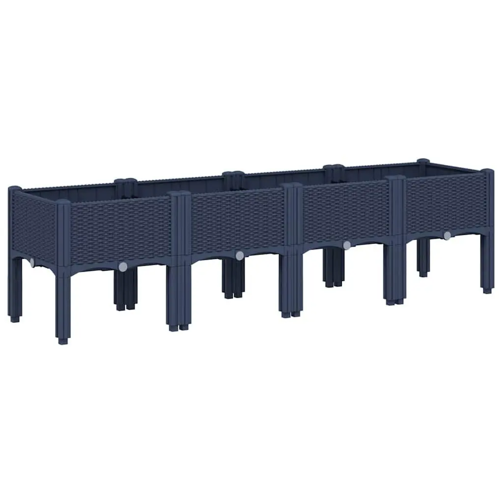 Garden Planter with Legs Grey Rattan Look Elevated Design Outdoor Patio Flowers