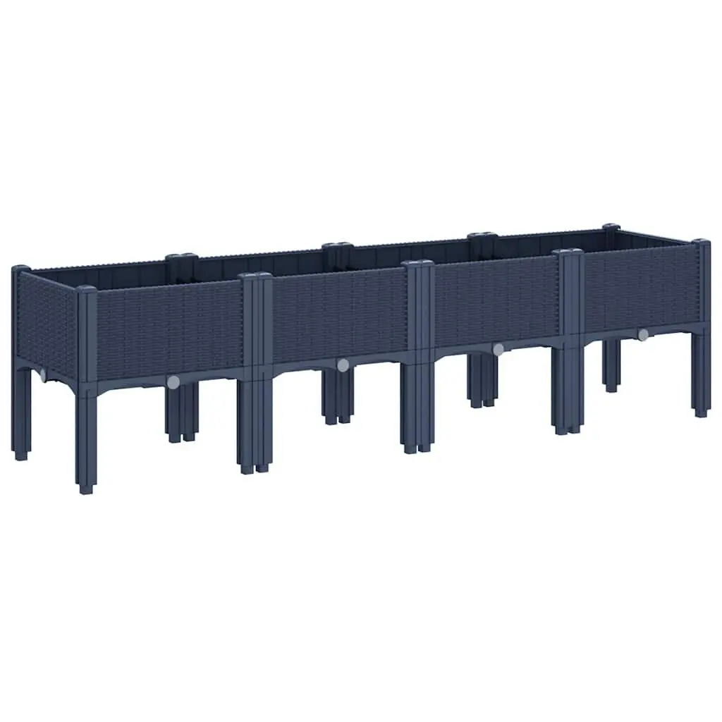 Garden Planter with Legs Grey Rattan Look Elevated Design Outdoor Patio Flowers