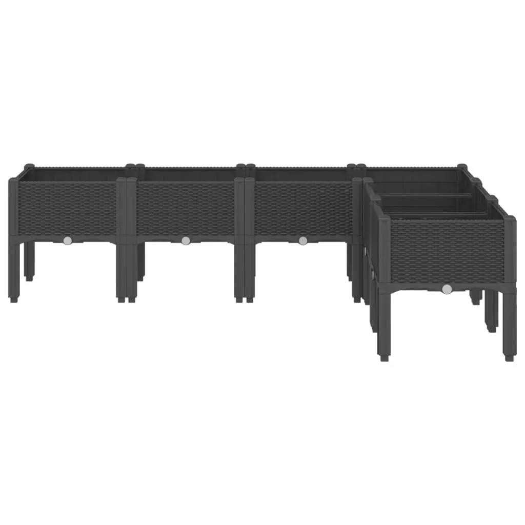 Garden Planter Box Elevated Black Rattan Look 160x120x42 cm
