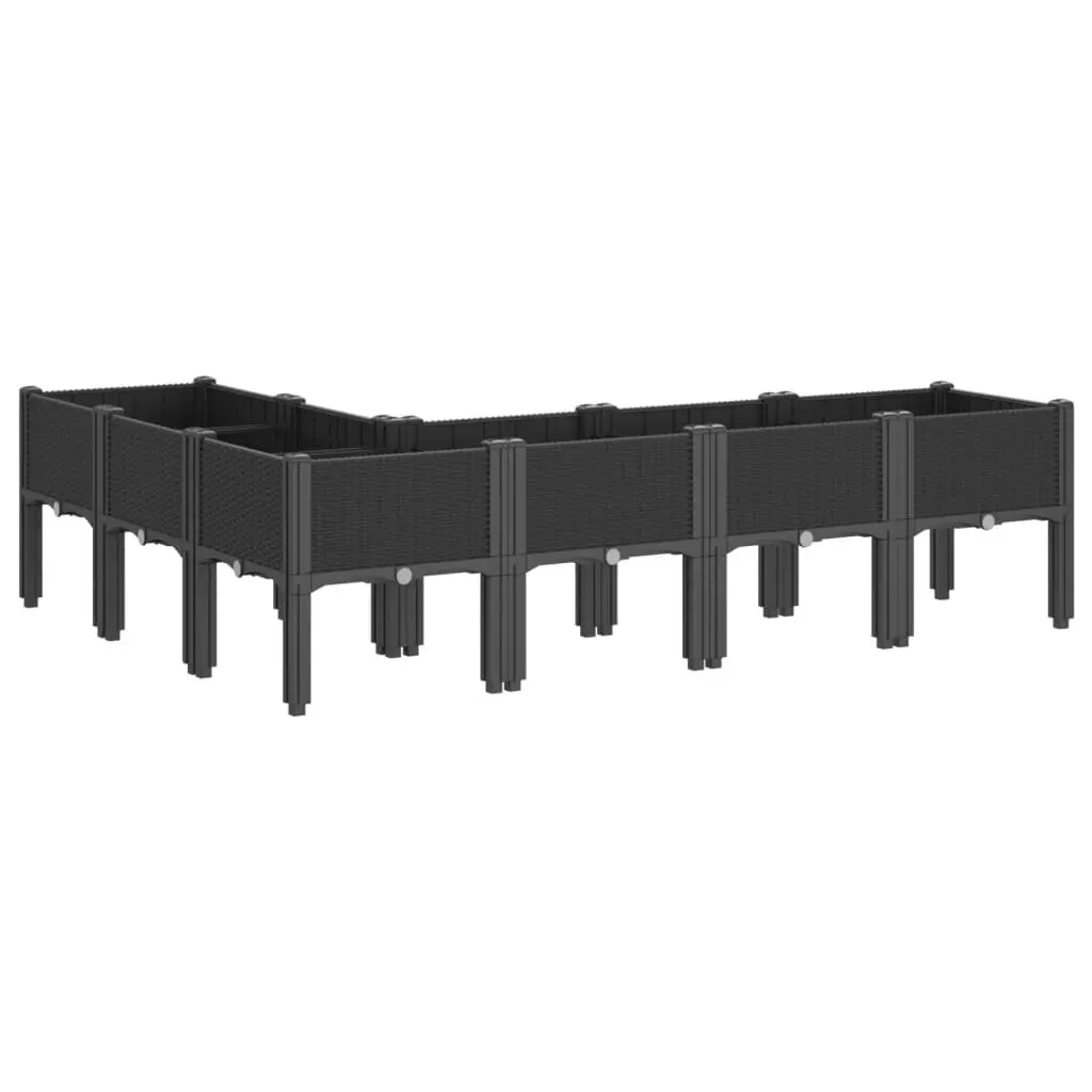 Garden Planter Box Elevated Black Rattan Look 160x120x42 cm