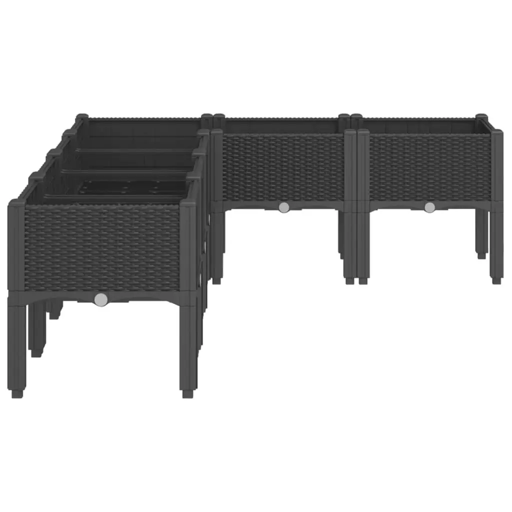 Garden Planter Box Elevated Black Rattan Look 160x120x42 cm