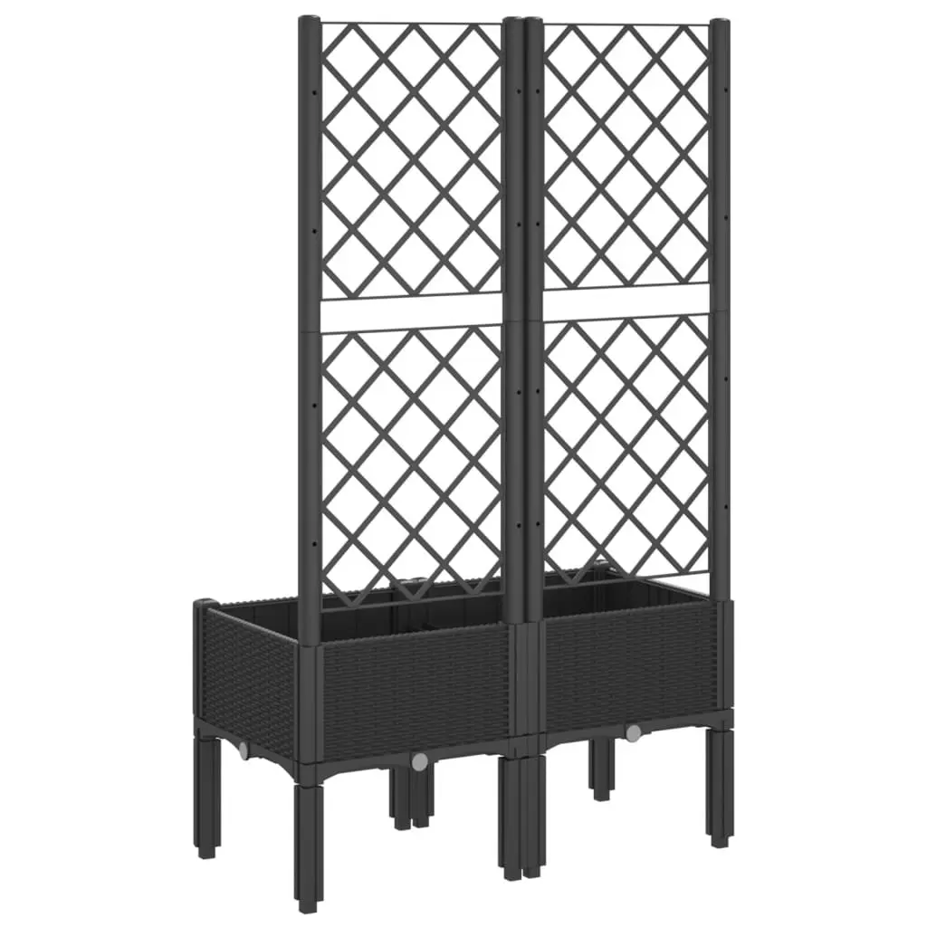 Garden Planter with Trellis Climbing Plants Support 80x40x142cm Black