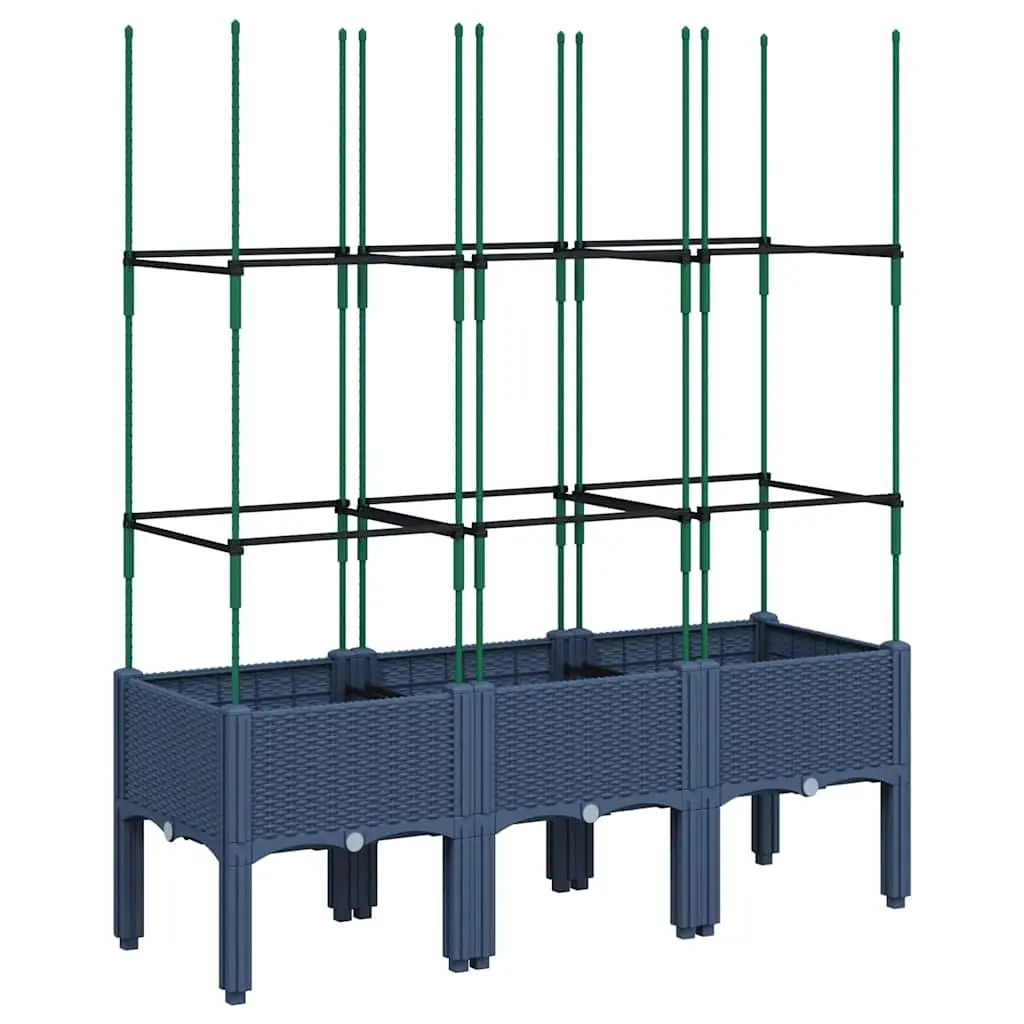Garden Planter Trellis Support Climbing Plants 120 x 40 x 142.5 cm Grey